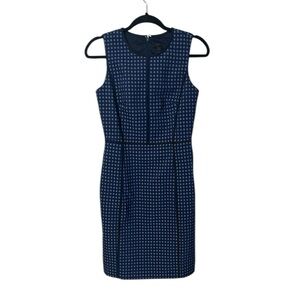 J Crew Sheath Dress Foulard Print Womens Blue Sleeveless Knee Length Business 2